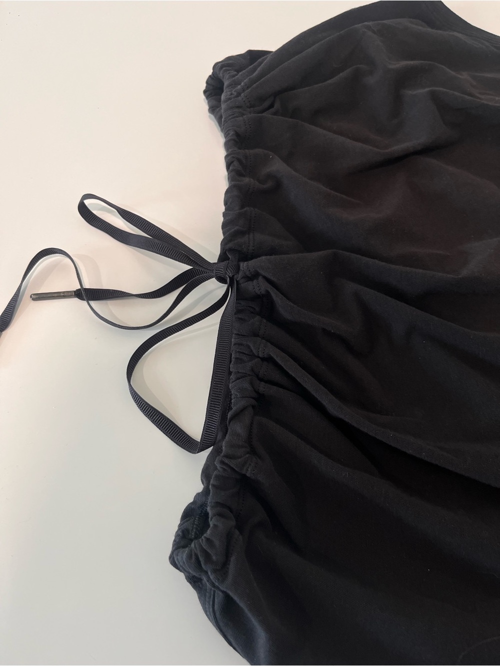 lululemon Black Adapt to You Tank Top Cinch-Hem Crop Tank Size 12 Drawstring - Picture 3 of 7